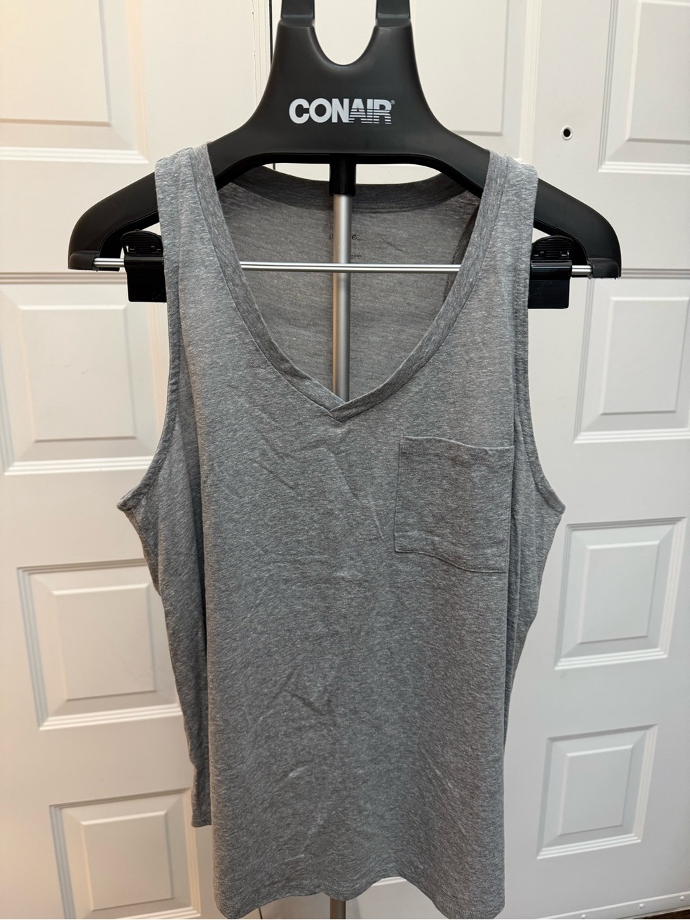 Classic Gray V-Neck Pocket Tank Top